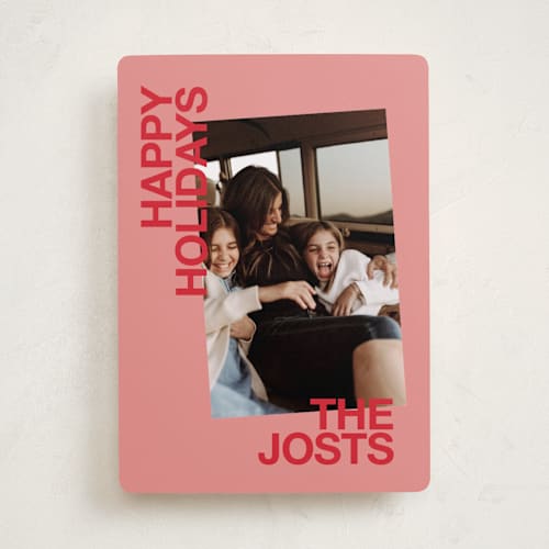 This is a berry holiday photo cards with standard by Inkblot Design called angled printing on recycled smooth signature in standard