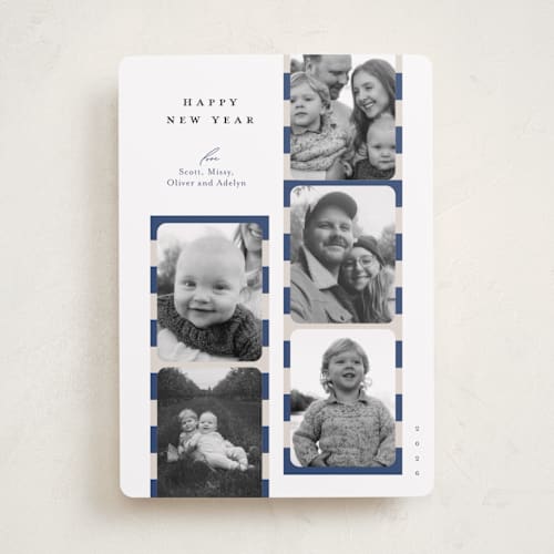 This is a cape cod holiday photo cards with standard by Carrie ONeal called peppermint strip printing on recycled smooth signature in standard