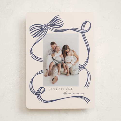 This is a blue spruce holiday photo cards with standard by Carrie ONeal called neddy printing on recycled smooth signature in standard