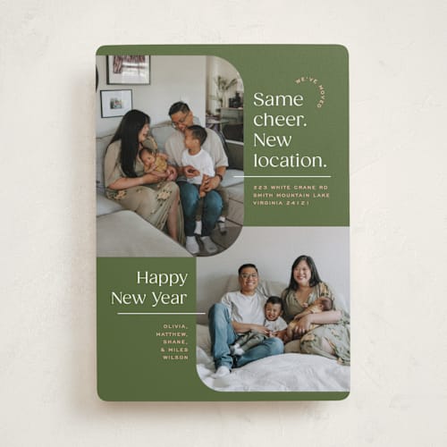This is a pine holiday photo cards with standard by Owl and Toad called location printing on recycled smooth signature in standard