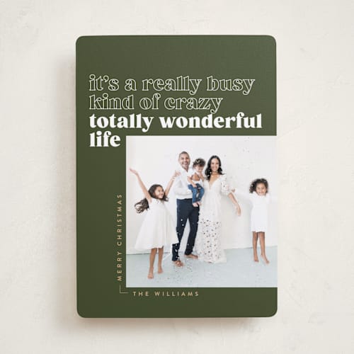 This is a pine holiday photo cards with standard by Robert and Stella called totally wonderful printing on recycled smooth signature in standard