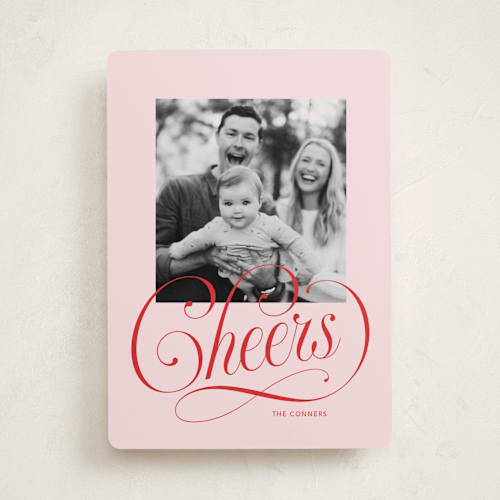 This is a blush holiday photo cards with standard by Stacey Day called joyful beauty printing on recycled smooth signature in standard