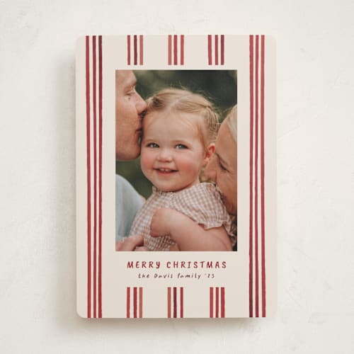 This is a berry holiday photo cards with standard by Christy Hy Lee called painted lines printing on recycled smooth signature in standard