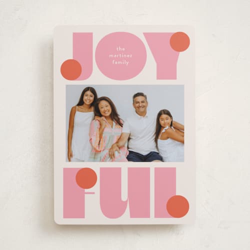 This is a candied grapefruit holiday photo cards with standard by Lori Wemple called pop joy printing on recycled smooth signature in standard