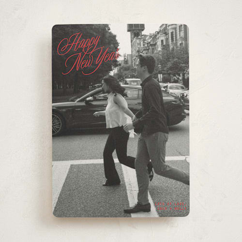 This is a berry holiday photo cards with standard by JoAnn Jinks called neon vintage printing on recycled smooth signature in standard