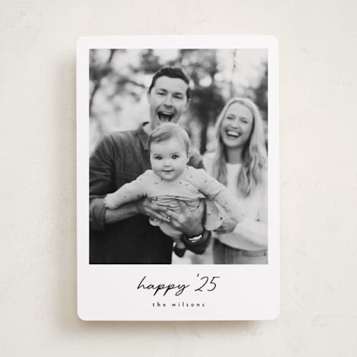 This is a ebony holiday photo cards with standard by Louise Kay called joyful photo printing on recycled smooth signature in standard