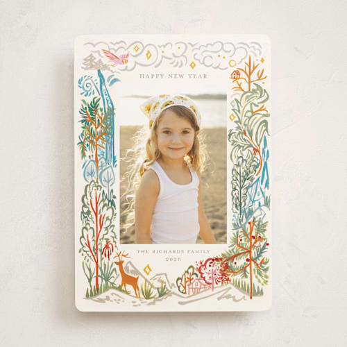 This is a coast holiday photo cards with standard by Morgan Ramberg called lush forest printing on recycled smooth signature in standard