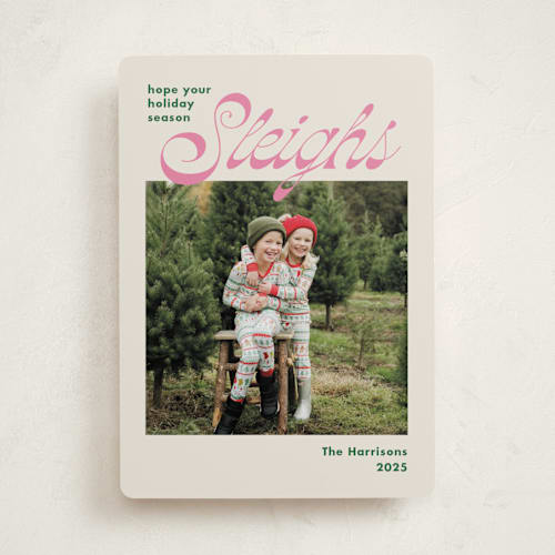 This is a gumdrop holiday photo cards with standard by Megan Davis called sleighs printing on recycled smooth signature in standard