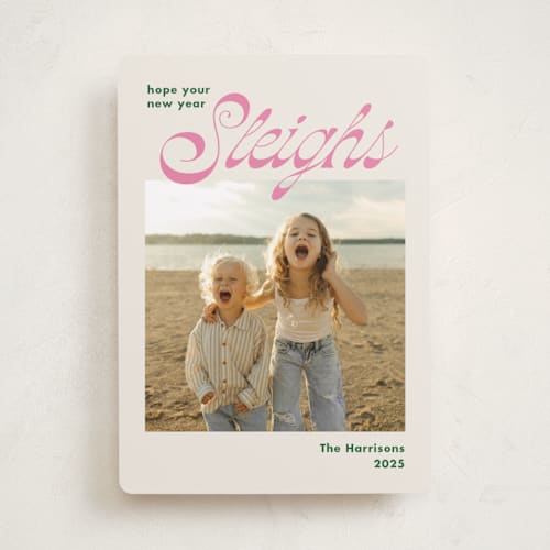 This is a gumdrop holiday photo cards with standard by Megan Davis called sleighs printing on recycled smooth signature in standard