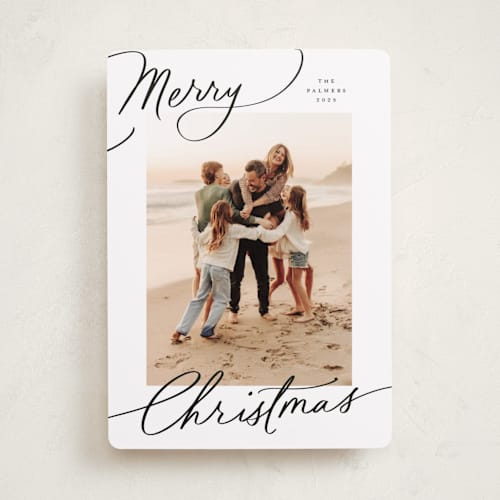 This is a snow holiday photo cards with standard by Everett Paper Goods called evoke printing on recycled smooth signature in standard