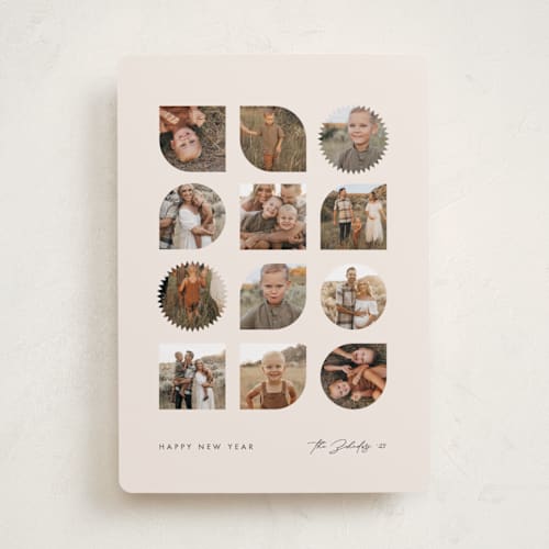 This is a cream holiday photo cards with standard by Snow and Ivy called riddle printing on recycled smooth signature in standard