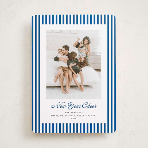 This is a ocean holiday photo cards with standard by Erika Firm called mini cabana stripes printing on recycled smooth signature in standard