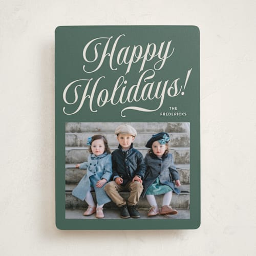 This is a forest holiday photo cards with standard by Jackie Crawford called durham printing on recycled smooth signature in standard
