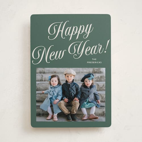 This is a forest holiday photo cards with standard by Jackie Crawford called durham printing on recycled smooth signature in standard