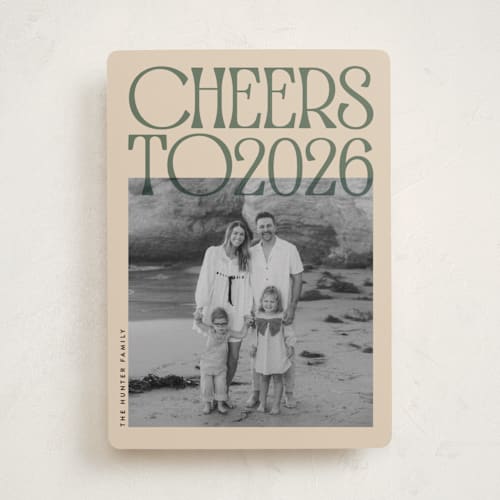 This is a sage holiday photo cards with standard by JeAnna Casper called bold printing on recycled smooth signature in standard