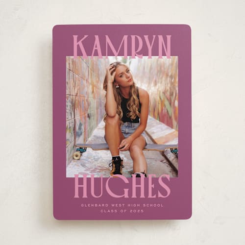 This is a grape graduation announcements with standard by Erin German called kamryn printing on recycled smooth signature in standard