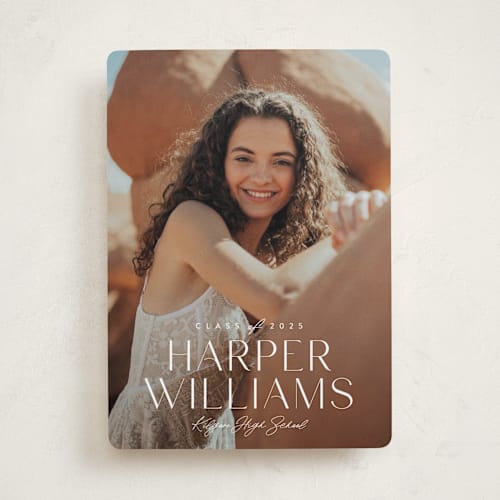This is a salt graduation announcements with standard by Jessica Williams called momentous printing on recycled smooth signature in standard