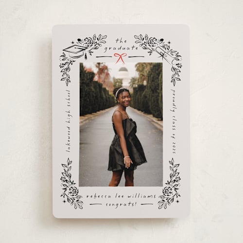 This is a linen graduation announcements with standard by Ana de Sousa called celebratory frame printing on recycled smooth signature in standard