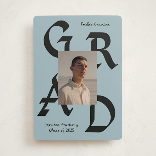 This is a mist graduation announcements with standard by Chryssi Tsoupanarias called calligraphic ink printing on recycled smooth signature in standard