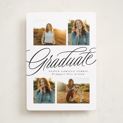 This is a newspaper graduation announcements with standard by Lea Delaveris called classic quad printing on recycled smooth signature in standard