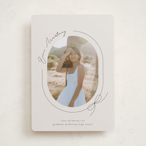 This is a latte graduation announcements with standard by Blustery August called etna printing on recycled smooth signature in standard