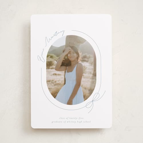 This is a sky graduation announcements with standard by Blustery August called etna printing on recycled smooth signature in standard