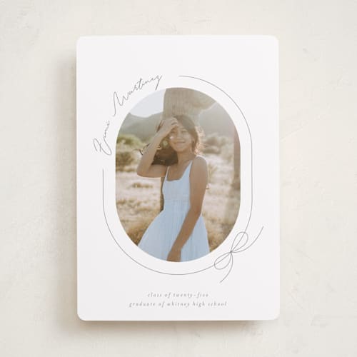 This is a cement graduation announcements with standard by Blustery August called etna printing on recycled smooth signature in standard