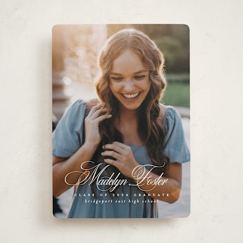 This is a salt graduation announcements with standard by Lea Delaveris called with a flourish printing on recycled smooth signature in standard