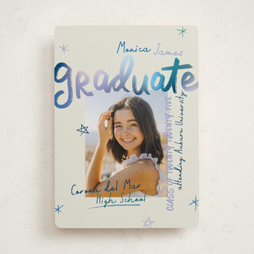 This is a indigo graduation announcements with standard by Stacey Day called marker printing on recycled smooth signature in standard