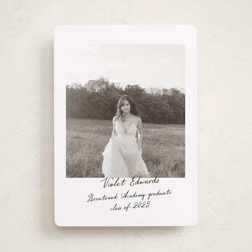 This is a ivory graduation announcements with standard by Sara Hicks Malone called scrapbook printing on recycled smooth signature in standard