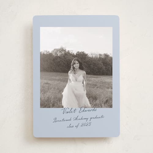 This is a sky graduation announcements with standard by Sara Hicks Malone called scrapbook printing on recycled smooth signature in standard