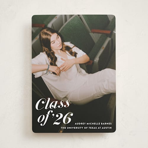 This is a ink graduation announcements with standard by Megan Davis called class dismissed printing on recycled smooth signature in standard