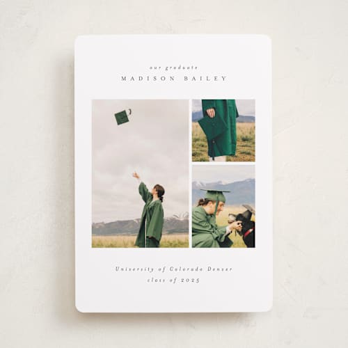This is a snow graduation announcements with standard by Emily Sabol Goss called graduate gallery printing on recycled smooth signature in standard