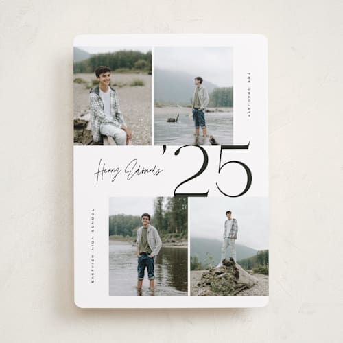 This is a coal graduation announcements with standard by Michelle Taylor called greatest year printing on recycled smooth signature in standard
