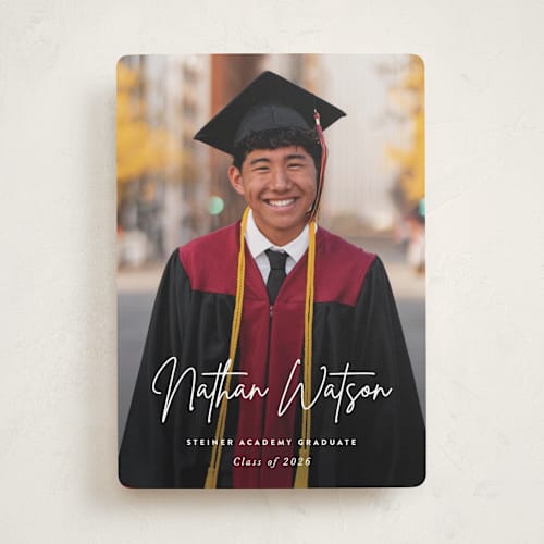 This is a pearl graduation announcements with standard by Sara Hicks Malone called signed printing on recycled smooth signature in standard