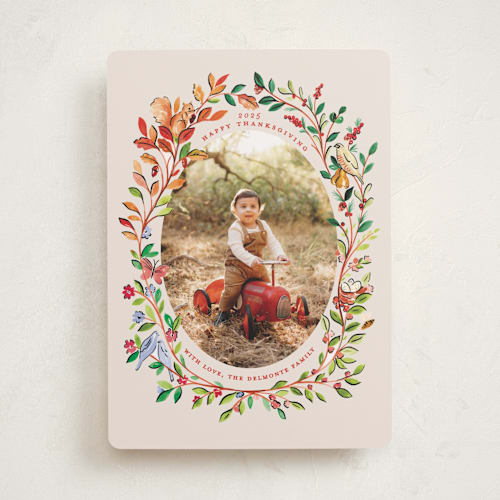 This is a acorn thanksgiving cards invitations with standard by Sarah Knight called seasons printing on recycled smooth signature in standard