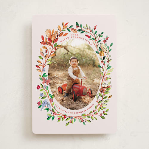 This is a acorn thanksgiving cards invitations with standard by Sarah Knight called seasons printing on recycled smooth signature in standard
