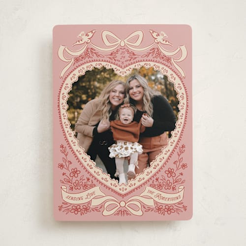 This is a dusty rose valentines day with standard by Jenna Holcomb called vintage heart printing on recycled smooth signature in standard