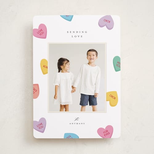 This is a pastel valentines day with standard by Ellen Schlegelmilch called candy hearts printing on recycled smooth signature in standard