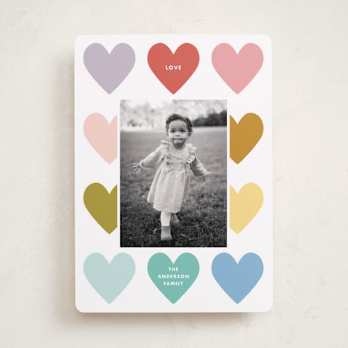This is a rainbow valentines day with standard by Kelly Watkins called color hearts printing on recycled smooth signature in standard