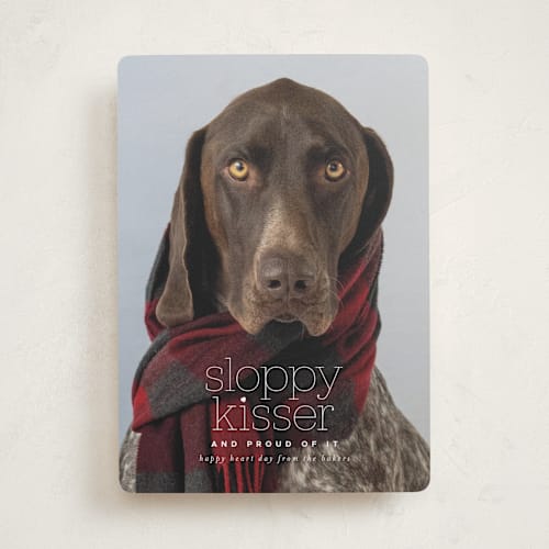 This is a cream valentines day with standard by Laura Hamm called sloppy kisser printing on recycled smooth signature in standard