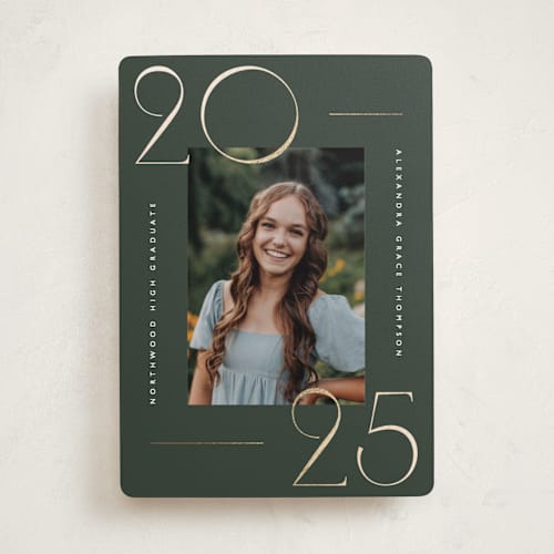 This is a ivy graduation announcements with foil pressed by Kelly Schmidt called numbered printing on recycled smooth signature in standard