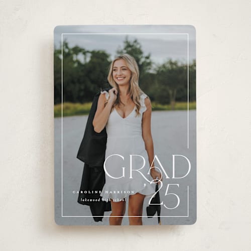 This is a snow graduation announcements with standard by Lauren Chism called broken border printing on recycled smooth signature in standard