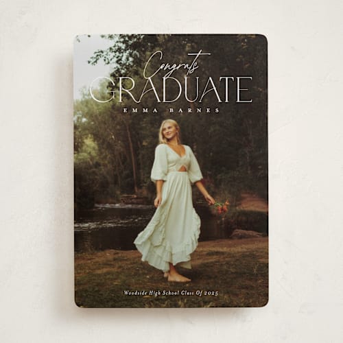 This is a snow graduation announcements with standard by Sarah Curry called fortified printing on recycled smooth signature in standard
