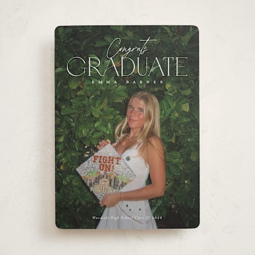 This is a snow graduation announcements with standard by Sarah Curry called fortified printing on recycled smooth signature in standard