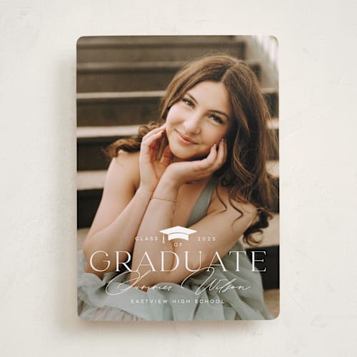 This is a paper graduation announcements with standard by Michelle Taylor called placement printing on recycled smooth signature in standard