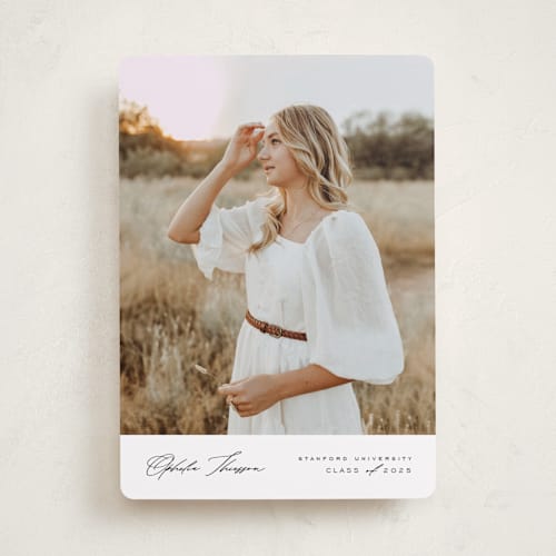 This is a cloud graduation announcements with standard by Nicole Walsh called elegance printing on recycled smooth signature in standard