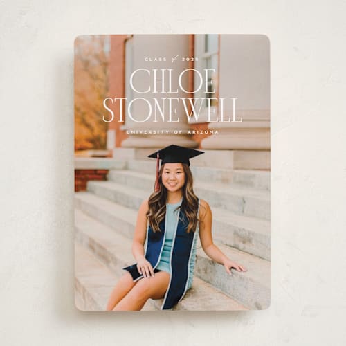 This is a snow graduation announcements with standard by Ellen Schlegelmilch called modern serif printing on recycled smooth signature in standard