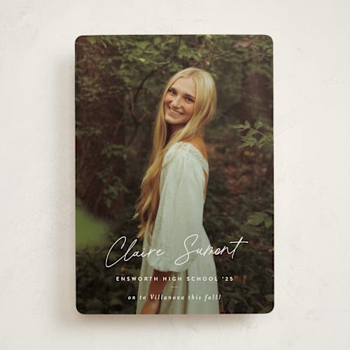 This is a snow graduation announcements with standard by Sara Hicks Malone called journal  printing on recycled smooth signature in standard