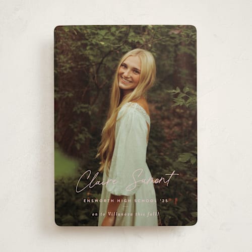 This is a pink dream graduation announcements with standard by Sara Hicks Malone called journal  printing on recycled smooth signature in standard